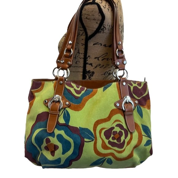 Capoverso Lime Suede Leather Shoulder Tote Bag